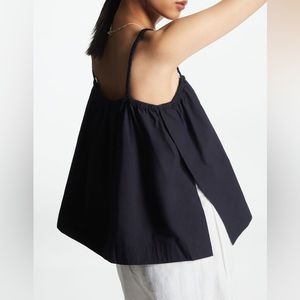 COS gathered poplin cami top S in navy